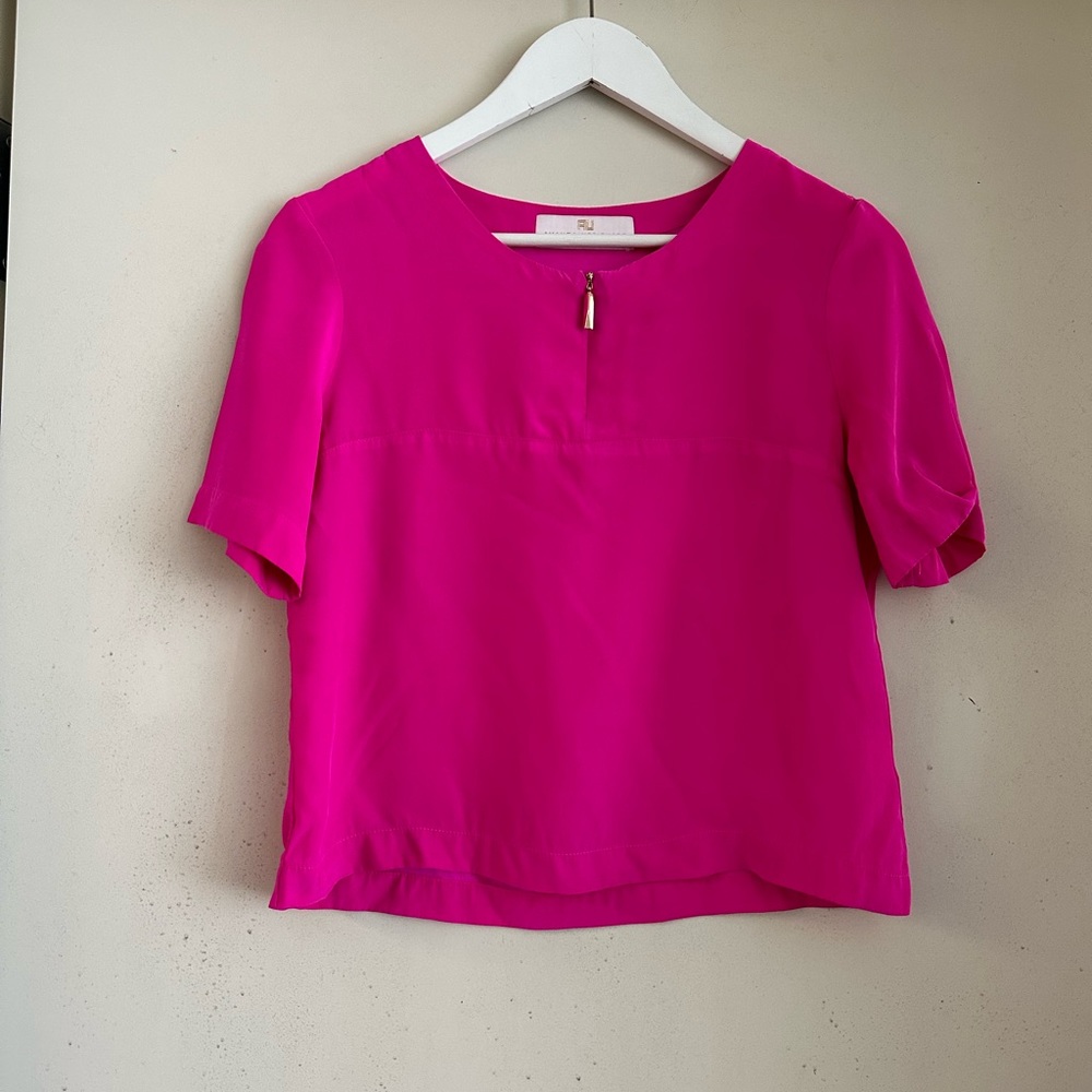 Amanda Uprichard Pink Silk Top